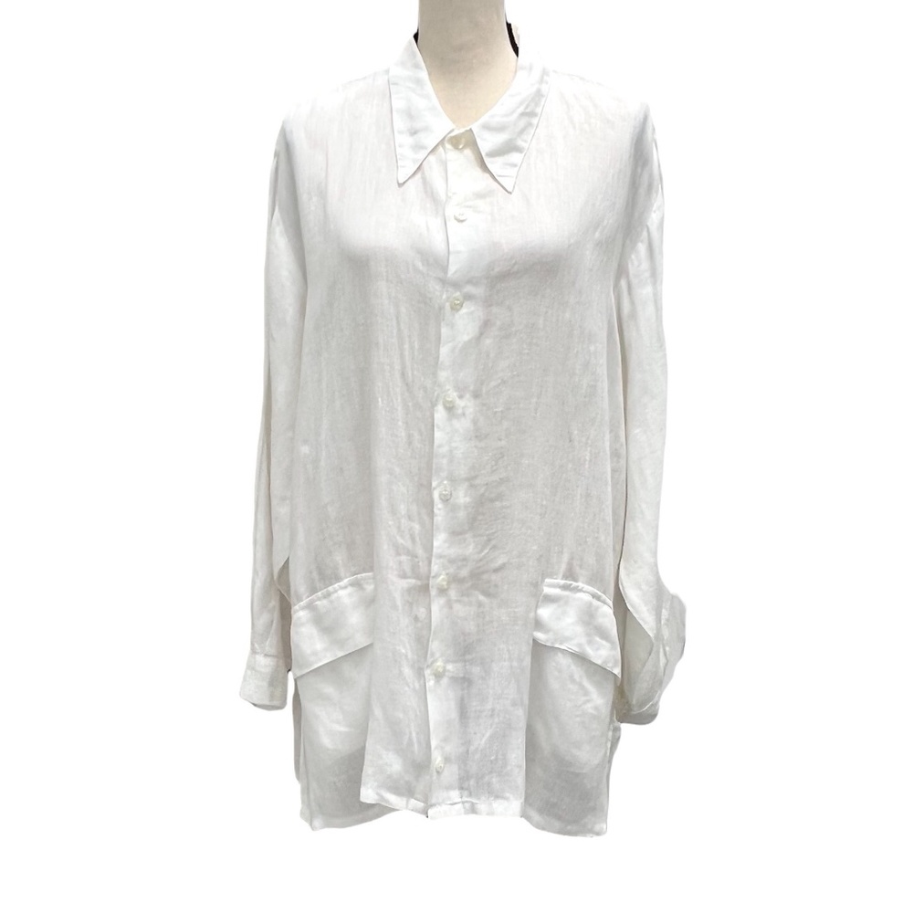 CP SHADES WHITE LINEN TUNIC LENGTH SHIRT/JACKET - SHACKET